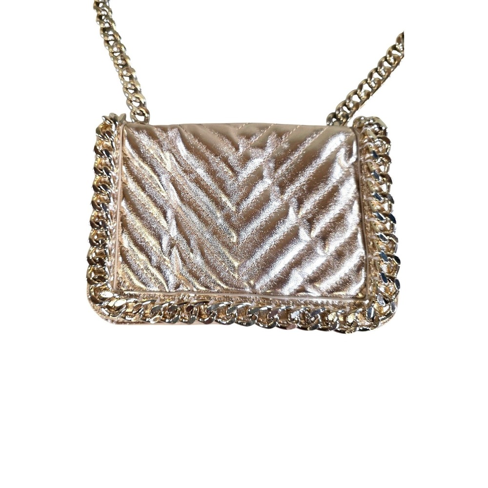 Aldo Mini Greenwald Gold Chevron Quilted‎ Mini Crossbody Bag Chain Trim NWOT